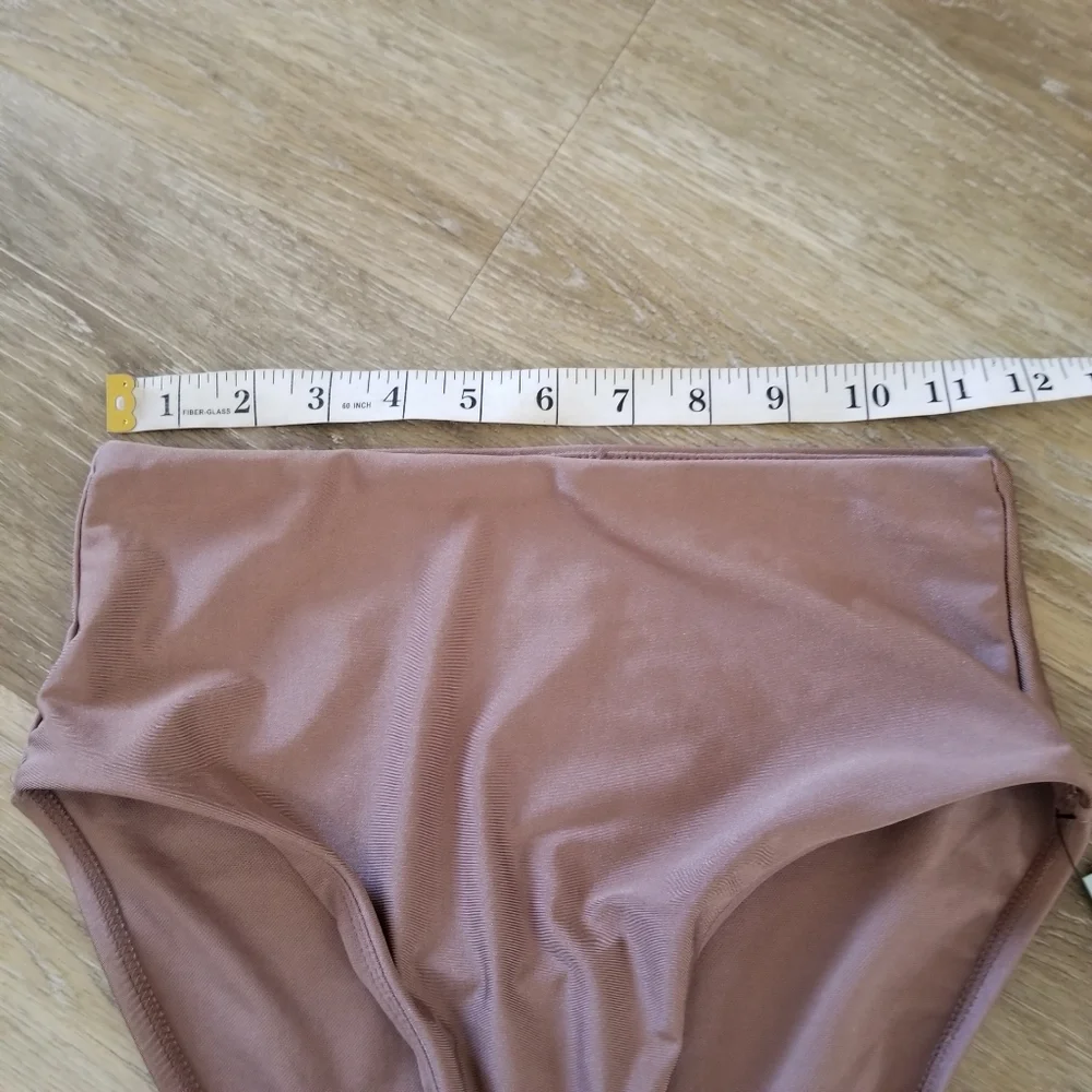 NWT Shade & Shore Brown High Waist Medium Coverage Bikini Bottom Size XS
